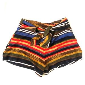 Wild Honey striped, high-waisted shorts.